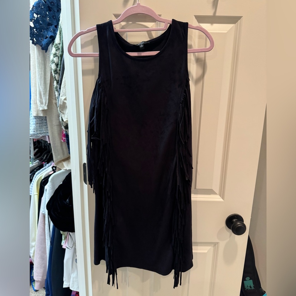 Very J Black Fringe Mini Dress